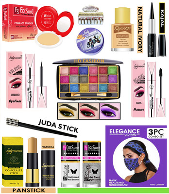 Lady FASHION Makeup Kit of 15 Items With Designer Mask Set KCS01A02G379