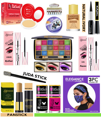 HD Fashion All in One Makeup Combo Kit of 15 Items With Designer Mask Set KCS01A02G223(15 Items in the set)