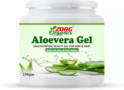 Zorg Organics Pure Natural Aloe Vera Gel (250 Gram ) - Ideal for Skin Treatment, Face, Acne Scars, Hair Treatment(250...