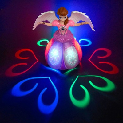 LooknlveSports Dancing Princess Doll Toys Elsa Anna Doll with Wings Action Figure Rotating Projection Light Music Model Dolls For Girl(Multicolor)