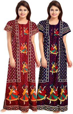 PVR Women Maternity/Nursing Nighty(Multicolor)