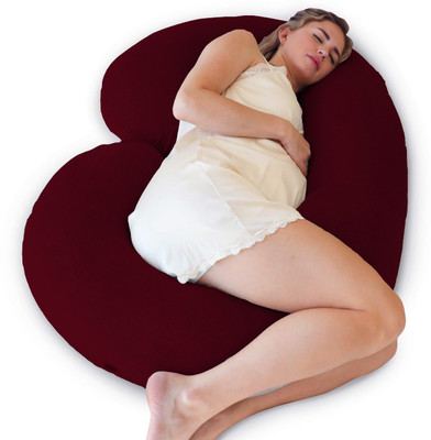 Daddy Cool Premium quality C Shaped Microfibre Solid Pregnancy Pillow Pack of 1(Maroon)