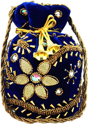 lookingfab FLOWER POTLI (BLUE) Potli
