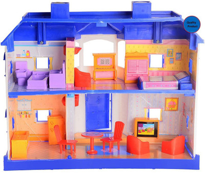 CredexIn My Country Doll House with Furniture Sets with Living Room Bed Room Bath Room Dining Room Doll House Barbie Doll House Toy House for Kids(24 Pieces)