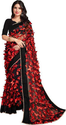 M5STUDIO Printed Tant Net Saree(Red)