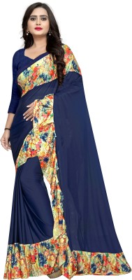 Happy Embroideries Digital Print Bollywood Lycra Blend Saree(Blue)