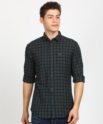 The Indian Garage Co. Men Checkered Casual Green Shirt