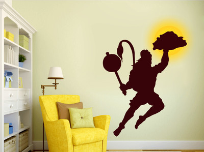 DivineDesigns 46 cm Hanuman Ji with Parbat Wall Sticker Self Adhesive Sticker(Pack of 1)