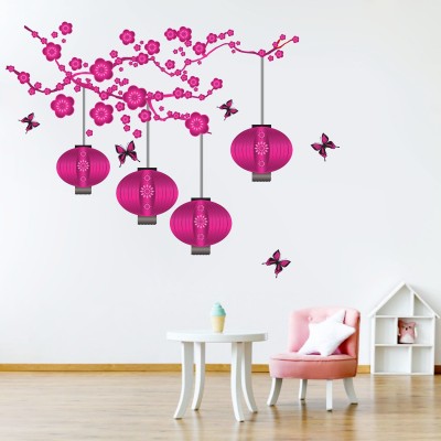 DivineDesigns 231 cm Pink Chinese Lamps ' Wall Sticker Self Adhesive Sticker(Pack of 1)