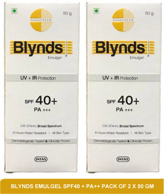 Blynds Sunscreen - SPF 50 PA+++ EMULGEL - best sunblock for face recommended by dermatologists(pack of 2)50g(100 g)