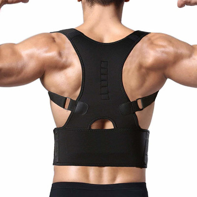 Onpoint Magnetic Back Brace Posture Corrector Therapy Shoulder Belt for Back Pain Relief Back Support (Black)