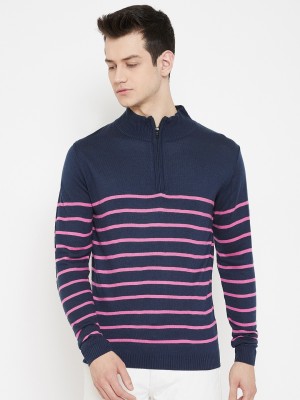 JUMP USA Woven High Neck Casual Men Blue, Pink Sweater