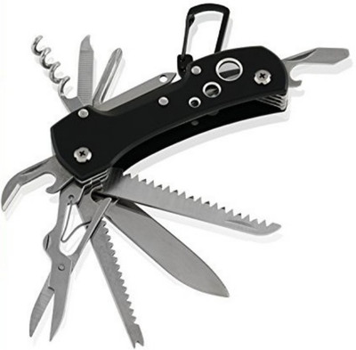 DiHAWK 14 in 1 Multi Function Swiss Army Style Pocket Tool Kit for Outdoor Camping Rescue and Survival Multi Utility Plier(14 Tools, Black)