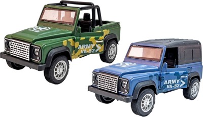 Toyshack Pull Back Die Cast Military Off Road Jeeps with Rubber Wheels & Door Opening for Kids, Multicolor(Green)