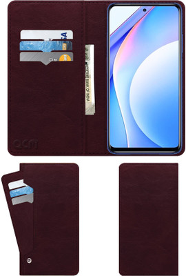 ACM Flip Cover for Xiaomi Redmi Note 9 Pro 5G(Maroon, Cases with Holder, Pack of: 1)