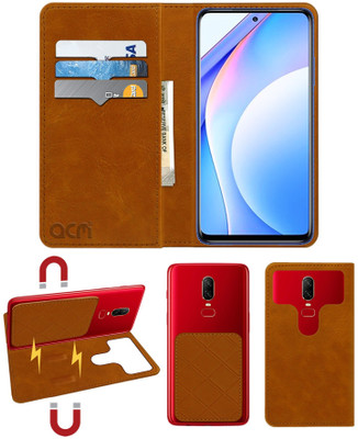 ACM Flip Cover for Xiaomi Redmi Note 9 Pro 5G(Gold, Cases with Holder, Pack of: 1)