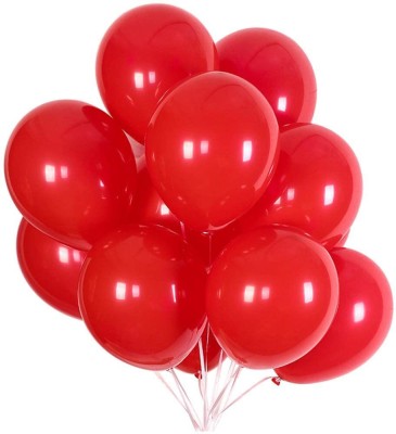 Hemito Solid Premium Metallic Latex Balloons Pack of 50 Red Balloons for Decoration Balloon(Red, Pack of 50)