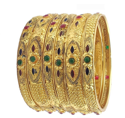 Jewels Kafe Alloy Gold-plated Bangle Set(Pack of 6)