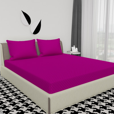 BROMWICK 250 TC Microfiber Double Solid Flat Bedsheet(Pack of 1, Megenta)