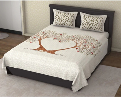 VIKANJALI FAB 104 TC Cotton Double Jaipuri Prints Flat Bedsheet(Pack of 1, Multicolor)