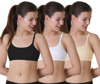SURUTHI Women Sports Non Padded Bra(Black, White, Beige)
