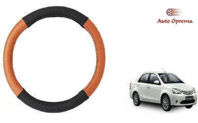Auto Oprema Steering Cover For Toyota Etios(Black, Tan, Leatherite)