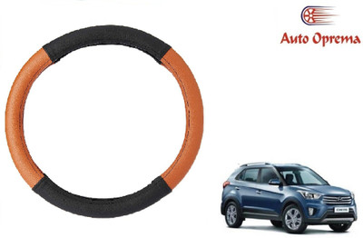 Auto Oprema Steering Cover For Hyundai Creta(Black, Tan, Leatherite)