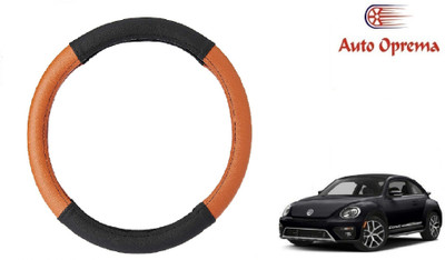 Auto Oprema Steering Cover For Volkswagen Beetle(Black, Tan, Leatherite)