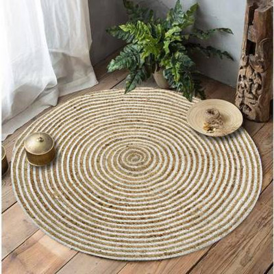 MAHDEV ENTERPRISES Beige Jute Area Rug(3 ft,  X 3 ft, Circle)