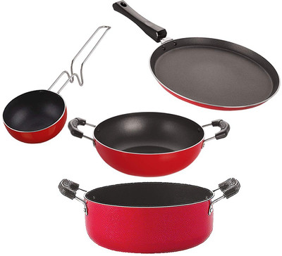 NIRLON Non-Stick Coated Cookware Set(PTFE (Non-stick), Aluminium, 4 - Piece)