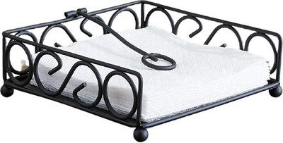 manzees 1 Compartments Wrought Iron Napkin Holder(Black)