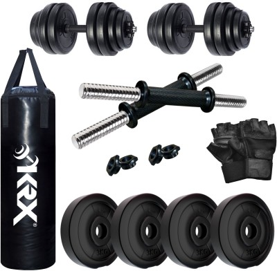 KRX 12 kg PVC-DM-12KG-COMBO 6 (3 kg x 4) with Unfilled Punching Bag, Home Gym Combo