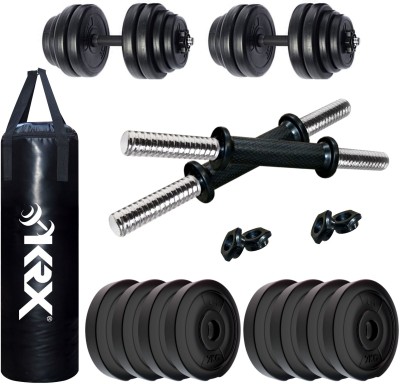 KRX 16 kg PVC-DM-16KG-COMBO 16 (2 kg x 8) with Unfilled Punching Bag, Home Gym Combo