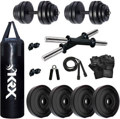 KRX 12 kg PVC-DM-12KG-COMBO 2 (3 kg x 4) with Unfilled Punching Bag Home Gym Combo