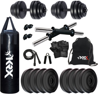 KRX 16 kg PVC-DM-16KG-COMBO 4 (2 kg x 8) with Unfilled Punching Bag Home Gym Combo