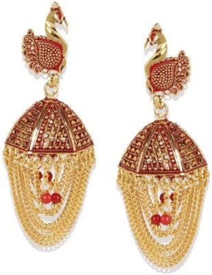 STYYLO FASHION STYYLO FASHION Classic Designed Gold Plated Jhumka Earrings With Chain Tassel For Women And Girls Cubic Zirconia, Beads Alloy Jhumki Earring