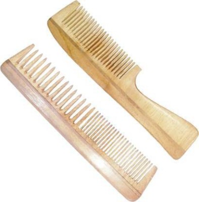 Saviraj Pack of 2 natural neem wood combs Anti Dandruff comb