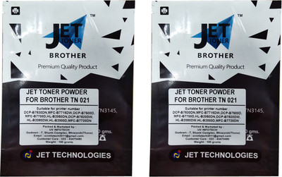 JET TONER Toner Powder Compatible For Brother TN-B021 HL-B2000D, DCP-B7500D, MFC-7715DW, B2080DW, B7535DW Printers (Pack Of 2) Black Ink Toner Powder
