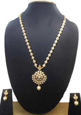 Hanaa Copper Gold-plated White Jewellery Set(Pack of 1)