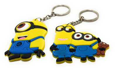 Key Era Dspicable Me Kvin stuart Bab With Teddy Set Of 2 Single Side Rubber Key Chain