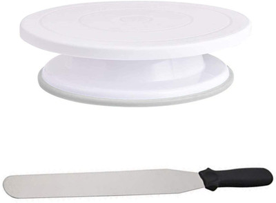 RAJJA Plastic Cake Tools Decorating 360 Round Easy Rotate Turntable Revolving Cake Kitchen Tool Set(Baking Tools, Spatula)