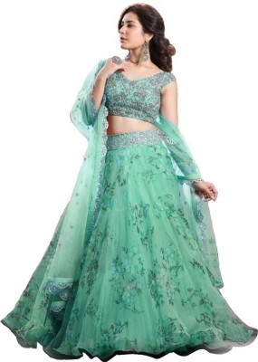 NEw BHARAT SALES Printed Semi Stitched Lehenga Choli(Green)