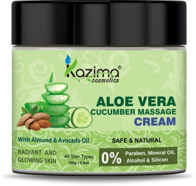 KAZIMA Aloe Vera & Cucumber Massage Cream with Almond & Avocado Oil for All Skin types | Radiant & Glowing Skin(100 g)