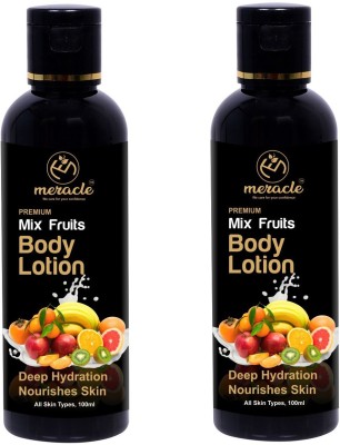 meracle Premium Quality Mix Fruits Moisturiser Body Lotion Combo ( Pack of 2 )(200 ml)