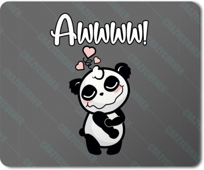Crazy Corner Aww Funny Printed Panda Mouse pad for Laptop/Pc/Computer/Gaming | Rubber Base Mat Finish (8.5 X 7 inches) - Pack of 1 Printed Mouse Pad Mousepad(Grey)