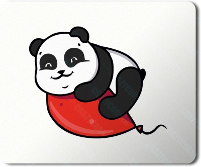 Crazy Corner Panda on Balloon rinted Panda Mouse pad for Laptop/Pc/Computer/Gaming | Rubber Base Mat Finish (8.5 X 7 inches) - Pack of 1 Printed Mouse Pad Mousepad(White)