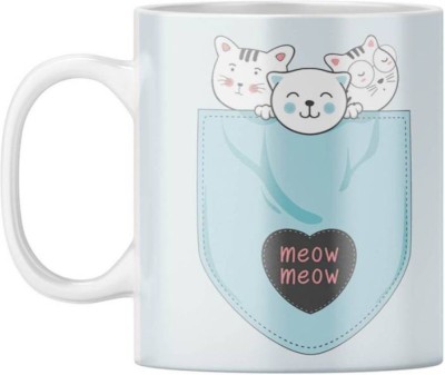 MM9E Cat , Meow Meow , Kitty , Pretty Cat Ceramic Coffee Mug(330 ml)