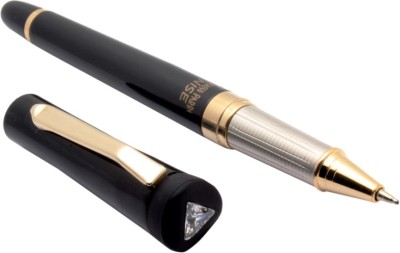 Ledos Picasso NISE Ballpoint Pen Shine Black With Crystal on Top Golden Trims Ball Pen(Blue)