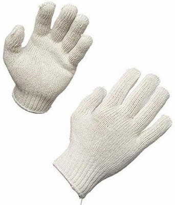 GWS 35 GRAM WHITE COTTON KNTTED SAFETY HAND GLOVES PACK OF 4 PAIR Nitrile  Safety Gloves(Pack of 8)