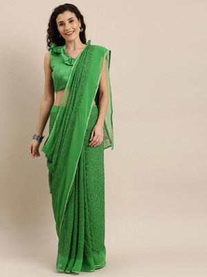 Shavya Embellished Bollywood Georgette Saree(Green)